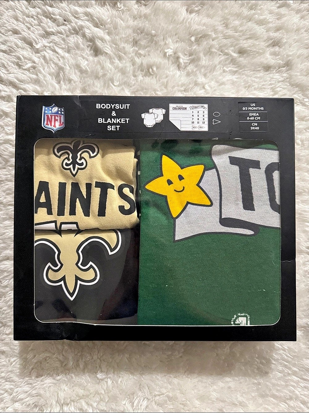 NFL New Orleans Saints bodysuit & blanket set Baby 0-3M NWT